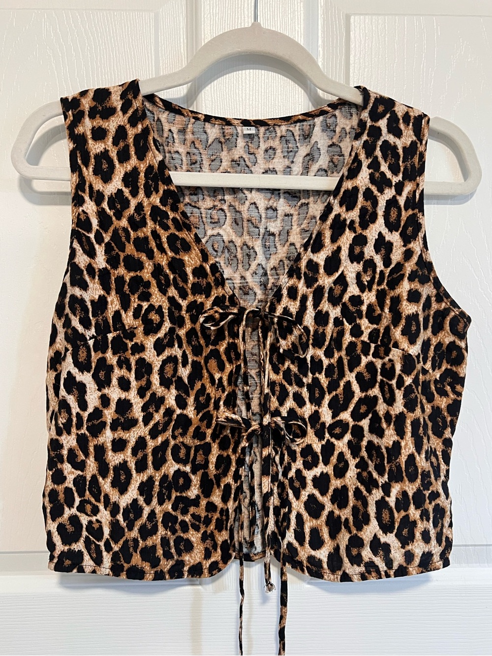 Leopard Print Tie-Front Women Vest Top Indie Sleaze Festival Coquette